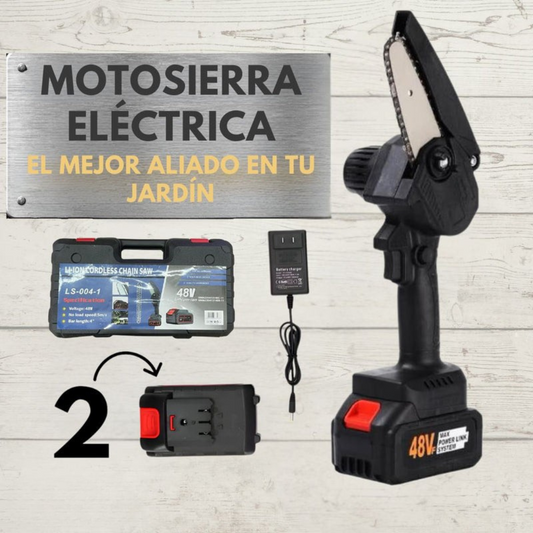Motosierra Eléctrica 48V con 2 Baterías + Maletín Incluido – Compacta, Potente y Recargable